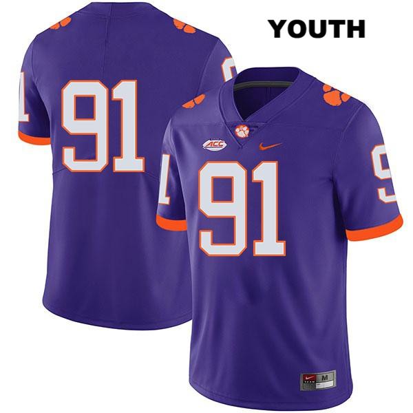 Youth Clemson Tigers #91 Nick Eddis Stitched Purple Legend Authentic Nike No Name NCAA College Football Jersey SKJ3246PQ